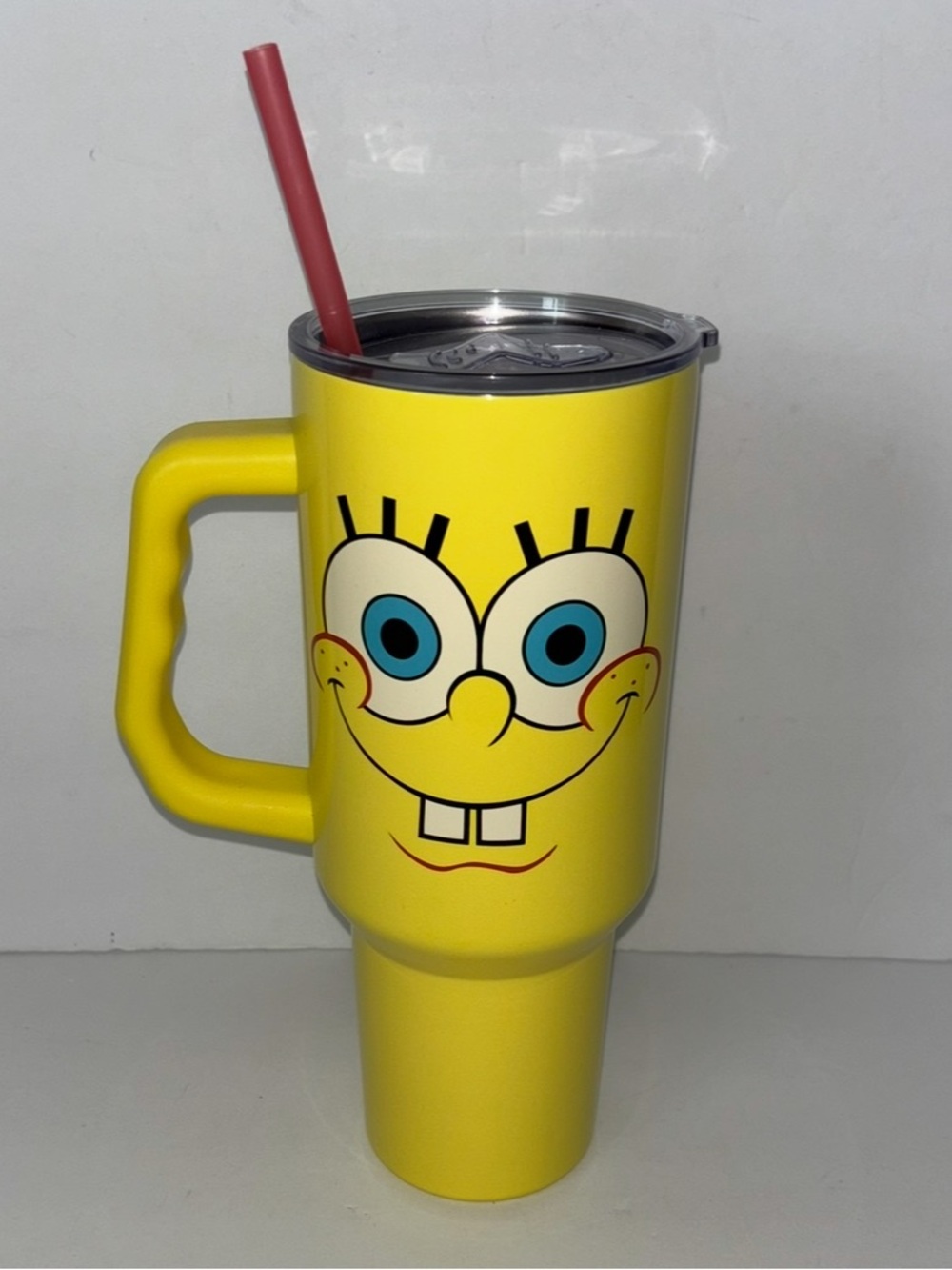 SpongeBob Yellow Travel Tumbler Mug with Handle and Straw 40oz